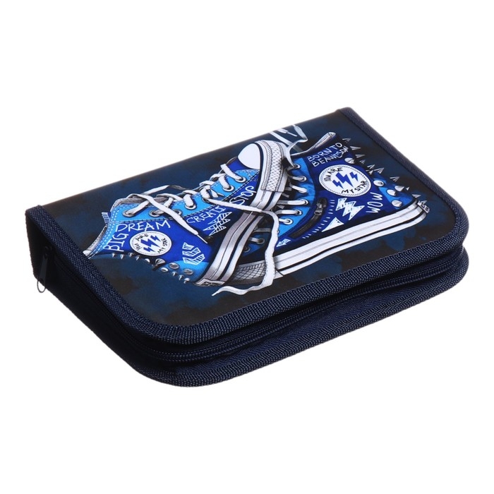 Пенал 1 секция 140 х 210 х 40 мм, откидной карман и косметичка, тканевый, Calligrata TOP Content  Пенал 1 секция 140 х 210 х 40 мм, откидной карман и косметичка, тканевый, Calligrata TOP Content "Кеды"