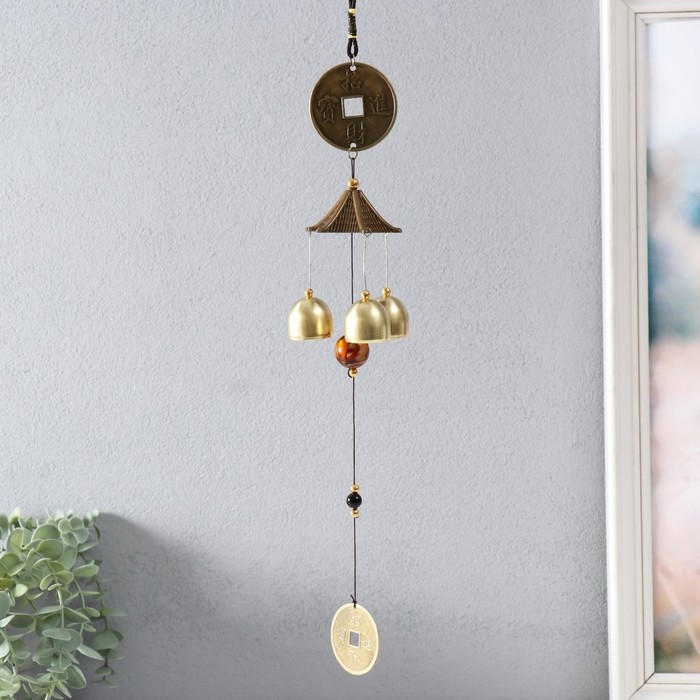 Музыка ветра металл Музыка ветра металл "Дракон на монете" 3 колокольчика 45 см