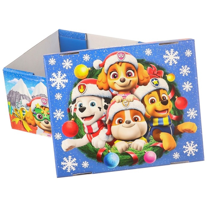 Новый год. Коробка подарочная с крышкой,  Новый год. Коробка подарочная с крышкой, "Счастливый Новый год", 31 х 25,5 х 16 см, Щенячий патруль