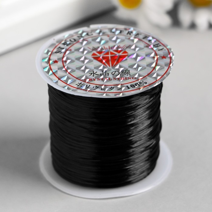 Нить-резинка без оплетки для бисера 30 м, черный Нить-резинка без оплетки для бисера 30 м, черный