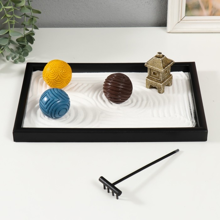 Сад камней Дзен  Сад камней Дзен "Три шара с рисунками" песок 29,5х20х5,5 см