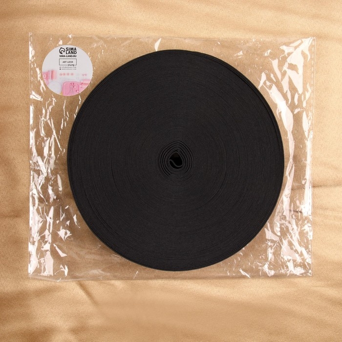 Резинка вязаная, 25 мм, 25 ± 2 м, цвет чёрный Резинка вязаная, 25 мм, 25 ± 2 м, цвет чёрный