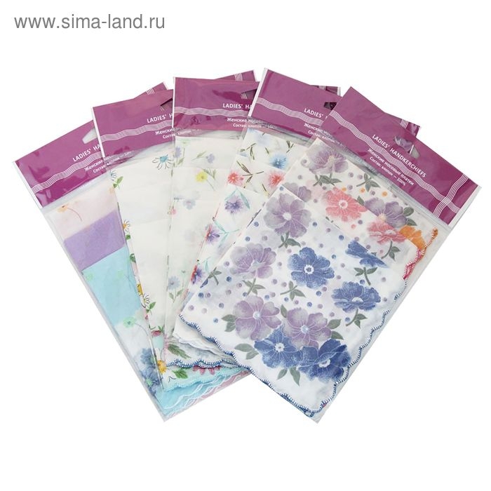 Набор женских носовых платков ЭТНИКА, 30х30- 3 шт, цвет МИКС Набор женских носовых платков ЭТНИКА, 30х30- 3 шт, цвет МИКС