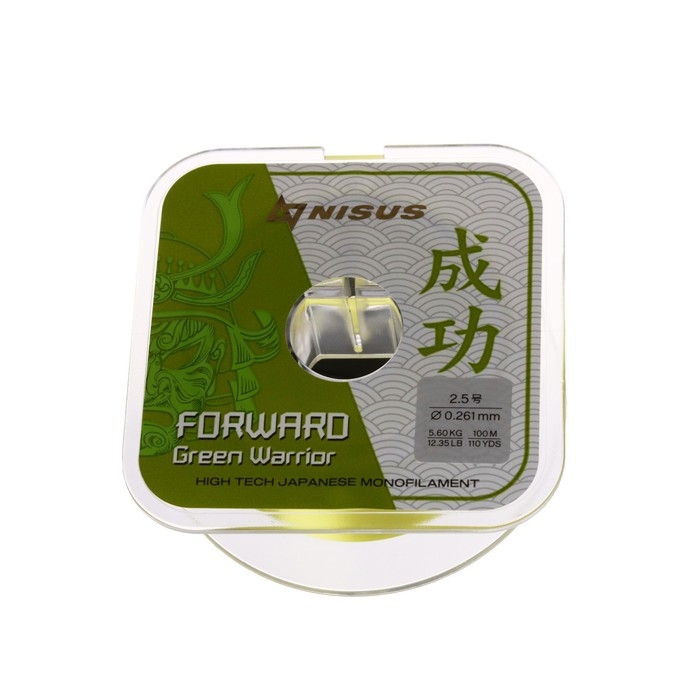 Леска NISUS FORWARD Warrior, диаметр 0.261 мм, тест 5.6 кг, 100 м, зелёная Леска NISUS FORWARD Warrior, диаметр 0.261 мм, тест 5.6 кг, 100 м, зелёная
