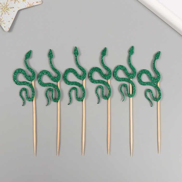 Новогодний топпер для творчества Новогодний топпер для творчества "Зелёная змея" 12.5 см (Новогодний набор 6 шт)