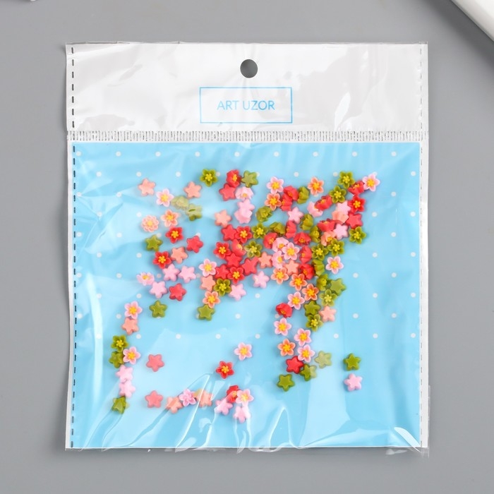 Декор для творчества пластик Декор для творчества пластик "Астры цветные" набор 100 шт 0,6х0,6 см