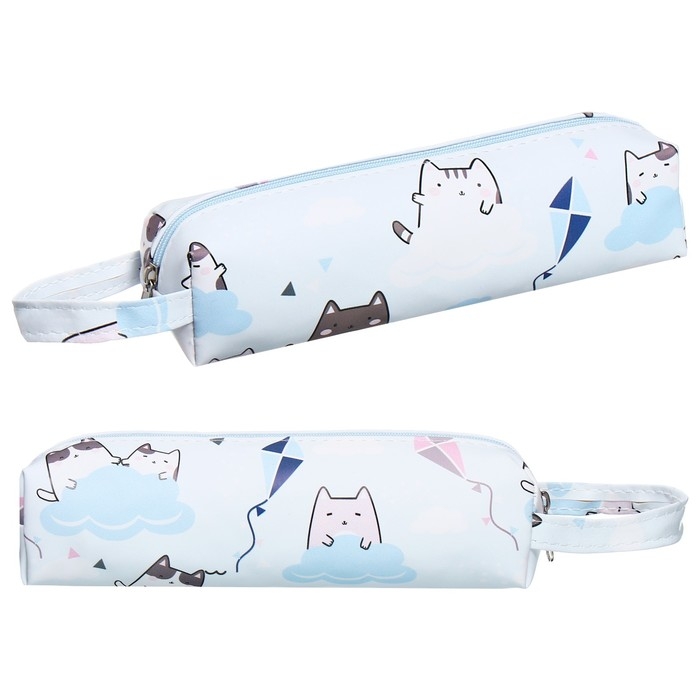 Пенал школьный на молнии Пенал школьный на молнии "Кошки" Calligrata, голубой