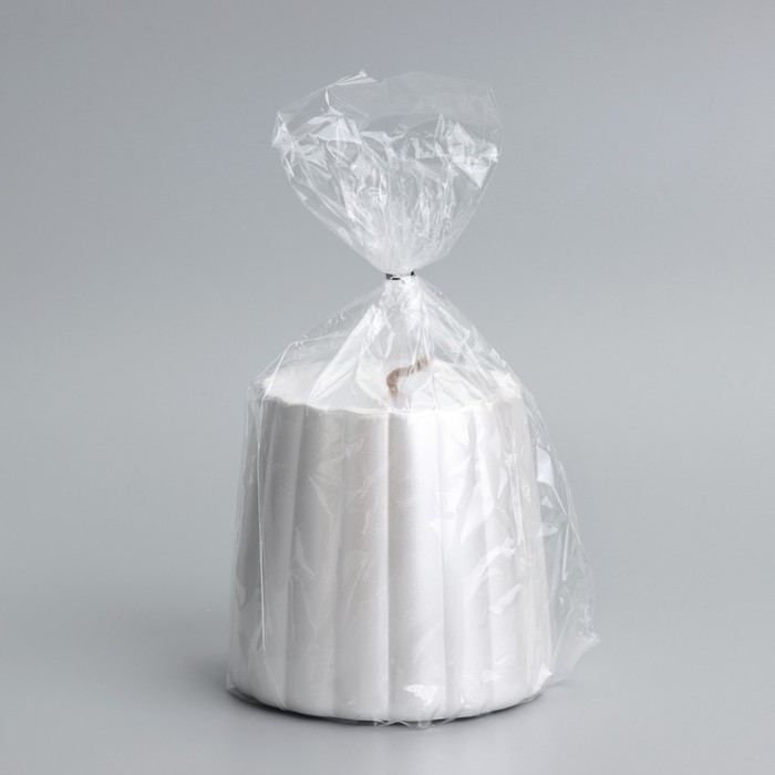 Свеча в подсвечнике из гипса с гладкими гранями, 9,5х9см, белый перламутр Свеча в подсвечнике из гипса с гладкими гранями, 9,5х9см, белый перламутр