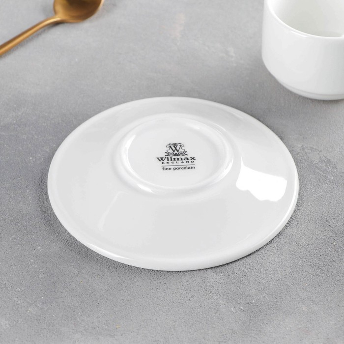 Кофейная пара фарфоровая Wilmax Stella, 2 предмета: кружка 140 мл, блюдце, цвет белый Кофейная пара фарфоровая Wilmax Stella, 2 предмета: кружка 140 мл, блюдце, цвет белый