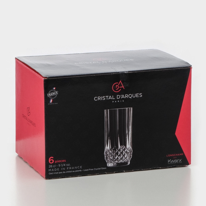 Набор стаканов Longchamp, 280 мл, хрустальное стекло, 6 шт Набор стаканов Longchamp, 280 мл, хрустальное стекло, 6 шт