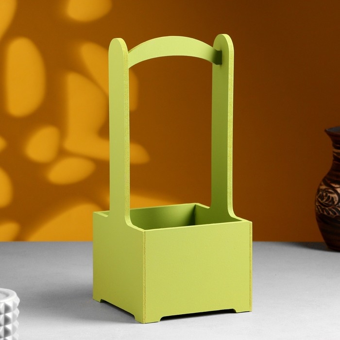 Кашпо - ящик деревянный 13,5х13,5х30 см Фисташковый Кашпо - ящик деревянный 13,5х13,5х30 см Фисташковый