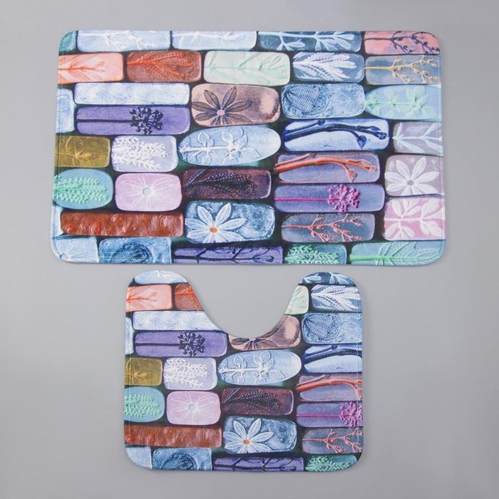 Набор ковриков для ванной и туалета Доляна «Кирпичики», 2 шт: 40×50, 50×80 см Набор ковриков для ванной и туалета Доляна «Кирпичики», 2 шт: 40×50, 50×80 см