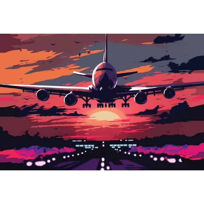 Картина по номерам с подрамником и гирляндой «Самолёт», 20 х 30 см Картина по номерам с подрамником и гирляндой «Самолёт», 20 х 30 см