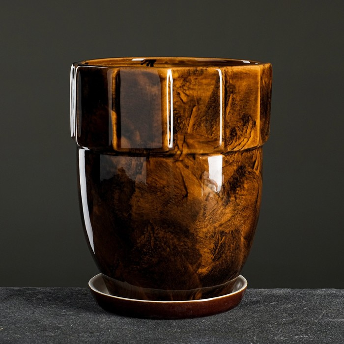 Набор горшков 3 шт. Набор горшков 3 шт. "Башня" коричневый 11 л/ 5 л/1,7 л