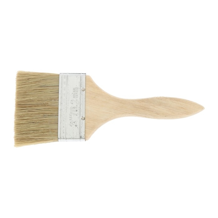 Кисть плоская ЛОМ, натуральная щетина, деревянная рукоятка, 3 Кисть плоская ЛОМ, натуральная щетина, деревянная рукоятка, 3", 75 мм