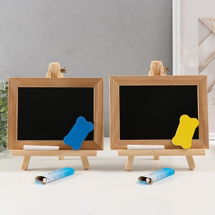 Сувенир дерево  Сувенир дерево "Меловая доска на мольберте" губка + мелки 3,5х21х24 см