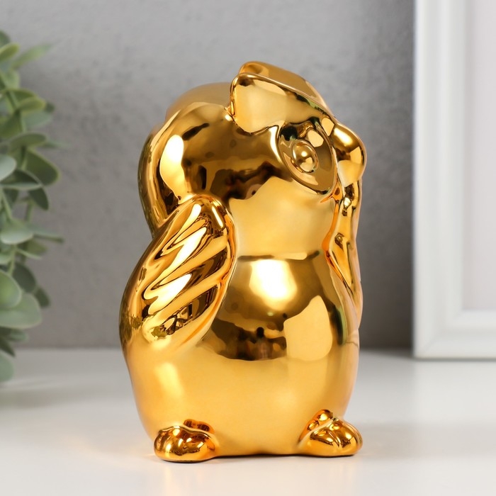 Копилка керамика  Копилка керамика "Удивлённая сова" золото 12х8х14 см