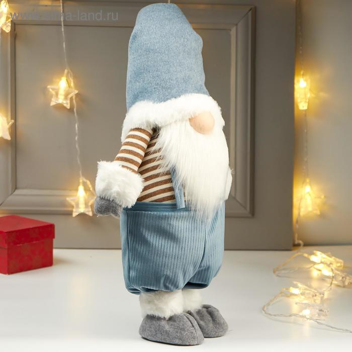 Кукла интерьерная Кукла интерьерная "Дедушка в голубом колпаке и полосатой кофте" 66х15х25 см