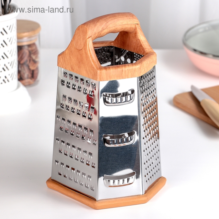 Тёрка шестигранная Доляна «Деревушка», 14,5×11×23 см, цвет коричневый Тёрка шестигранная Доляна «Деревушка», 14,5×11×23 см, цвет коричневый