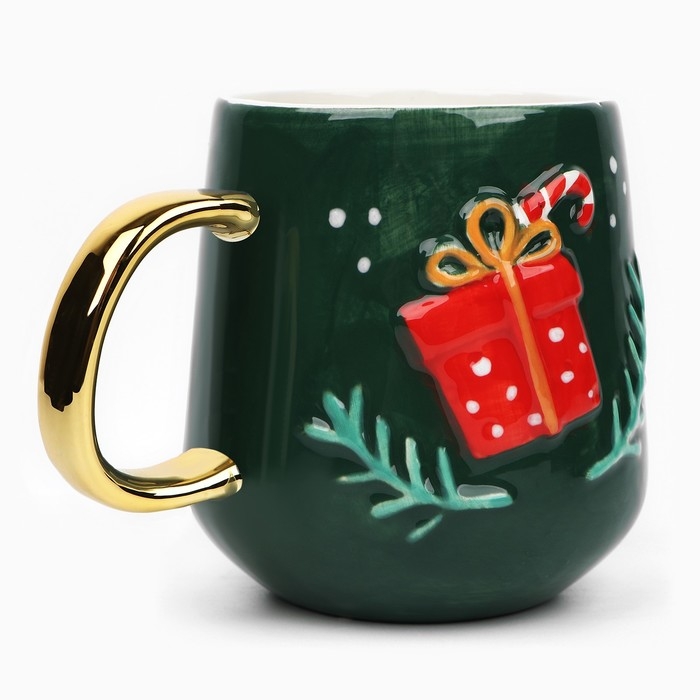 Новый год! Кружка новогодняя керамическая «Подарок», 600 мл, цвет зелёный Новый год! Кружка новогодняя керамическая «Подарок», 600 мл, цвет зелёный