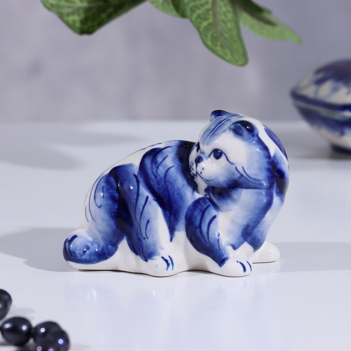 Сувенир Кот повернутый, гжель Сувенир Кот повернутый, гжель
