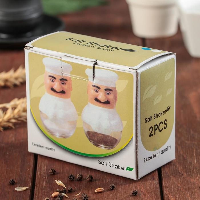 Набор для специй из стекла на подставке «Поварёнок», 2 предмета: солонка, перечница, цвет МИКС Набор для специй из стекла на подставке «Поварёнок», 2 предмета: солонка, перечница, цвет МИКС