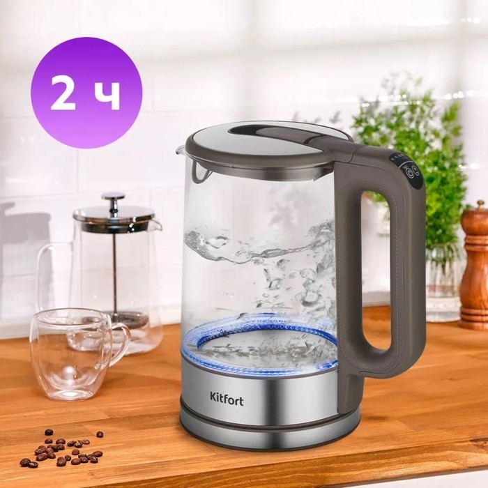 Чайник электрический Kitfort КТ-6664, стекло, 1.7 л, 2200 Вт, серый Чайник электрический Kitfort КТ-6664, стекло, 1.7 л, 2200 Вт, серый