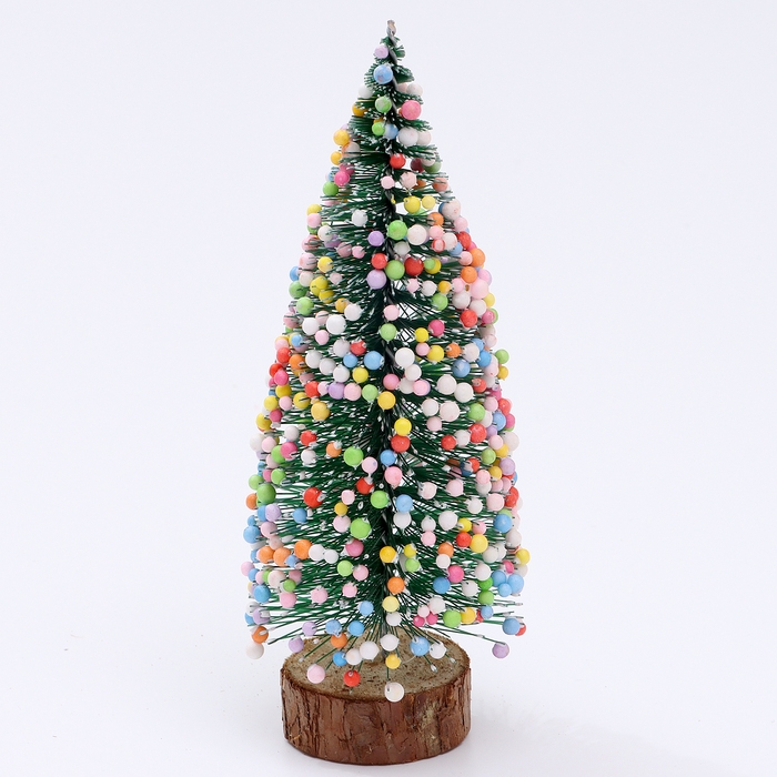 Новогодний декор «Ёлочка нарядная», украшенная пластиковыми шариками, на подставке, 7 × 7 × 15 см Новогодний декор «Ёлочка нарядная», украшенная пластиковыми шариками, на подставке, 7 × 7 × 15 см