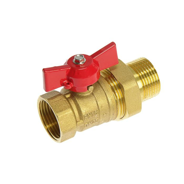 Кран шаровой, с американкой, 1 Кран шаровой, с американкой, 1", бабочка