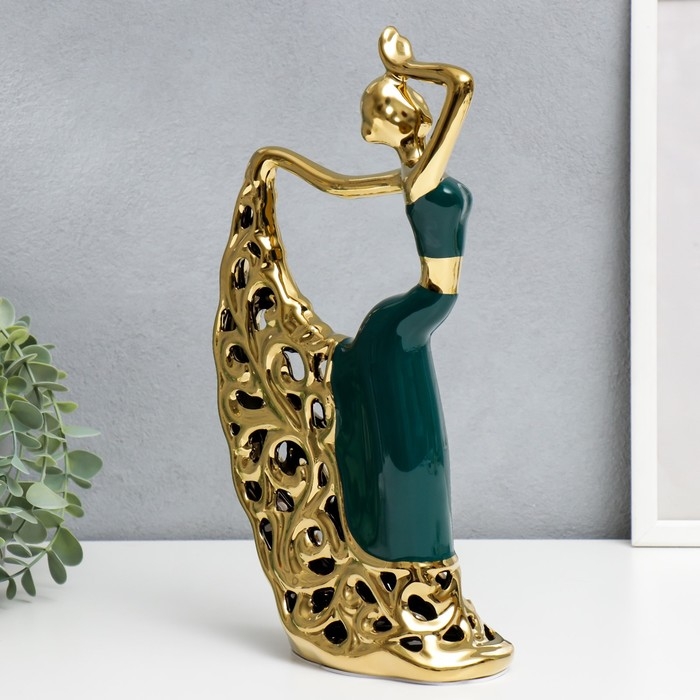 Сувенир керамика  Сувенир керамика "Танец Кармен" тёмно-зелёный с золотом 31х17 см