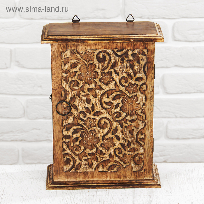 Ключница Ключница "Узоры из цветов" дерево 21*9*26 см