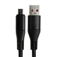 Кабель MicroUSB - USB, 2.4 A, оплётка TPE, утолщенный, 1 метр, чёрный