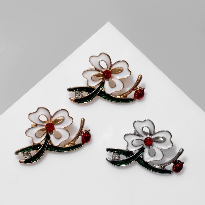 Брошь «Цветок» с двумя листьями, цвет МИКС (неделимая фасовка 12 шт., цена за шт.) Брошь «Цветок» с двумя листьями, цвет МИКС (неделимая фасовка 12 шт., цена за шт.)