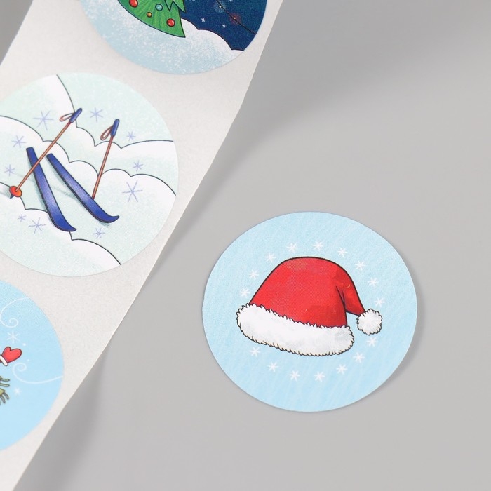 Наклейка бумага Наклейка бумага "Снеговик" d=2,5 см 252 шт в рулоне