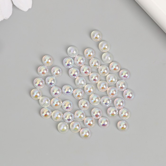 Декор для творчества пластик Декор для творчества пластик "Переливающиеся половинки" набор 50 шт 0,6х0,6 см