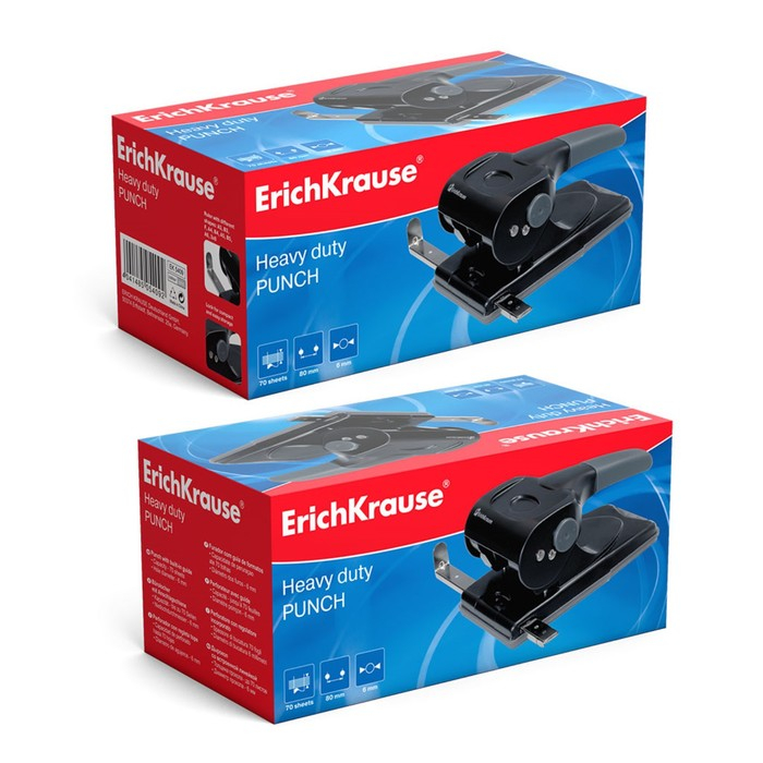 Дырокол мощный до 70 листов Erich Krause, с линейкой, серый, диаметр прокола 5.5мм, расстояние между проколами 80мм, белый Дырокол мощный до 70 листов Erich Krause, с линейкой, серый, диаметр прокола 5.5мм, расстояние между проколами 80мм, белый