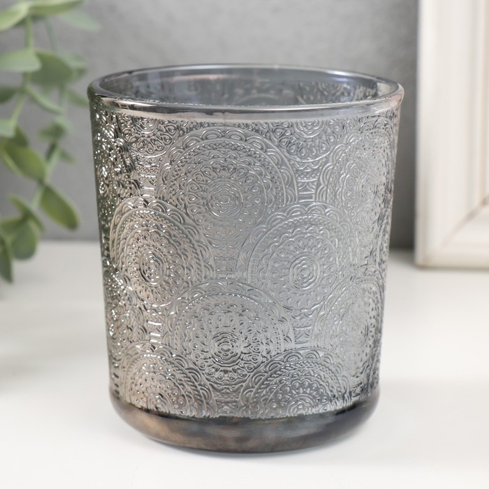 Банка для свечей стекло Банка для свечей стекло "Сиеста" прозрачный черный 350 мл 8,5х8,5х10 см