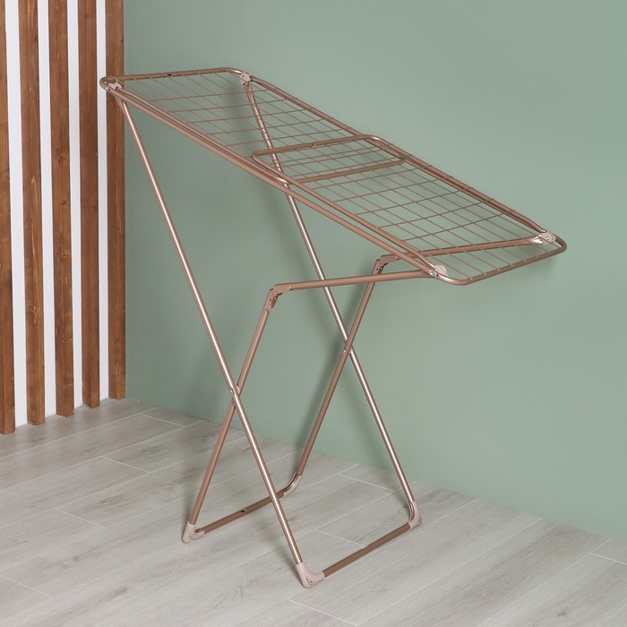 Сушилка для белья напольная складная, рабочая длина 20 м, высота от пола 95 см, ширина 54 см, цвет розовое золото Сушилка для белья напольная складная, рабочая длина 20 м, высота от пола 95 см, ширина 54 см, цвет розовое золото
