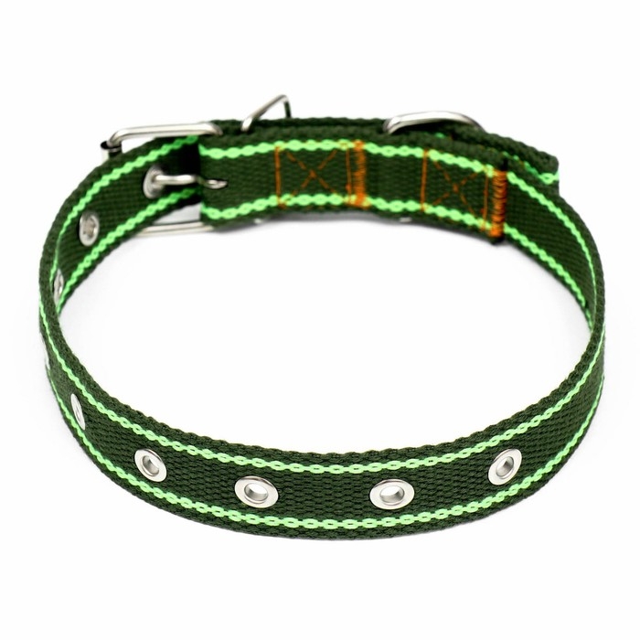 Ошейник брезентовый безразмерный однослойный, 58 х 2,5 см, хаки/салатовый Ошейник брезентовый безразмерный однослойный, 58 х 2,5 см, хаки/салатовый