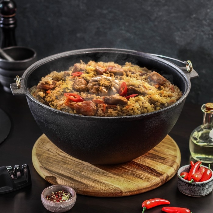 Казан литой чугунный Magma, 7 л, с дужкой, алюминиевая крышка Казан литой чугунный Magma, 7 л, с дужкой, алюминиевая крышка