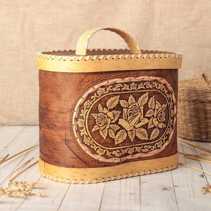 Хлебница «Розы», на 2 булки, 25×16×20 см, береста Хлебница «Розы», на 2 булки, 25×16×20 см, береста