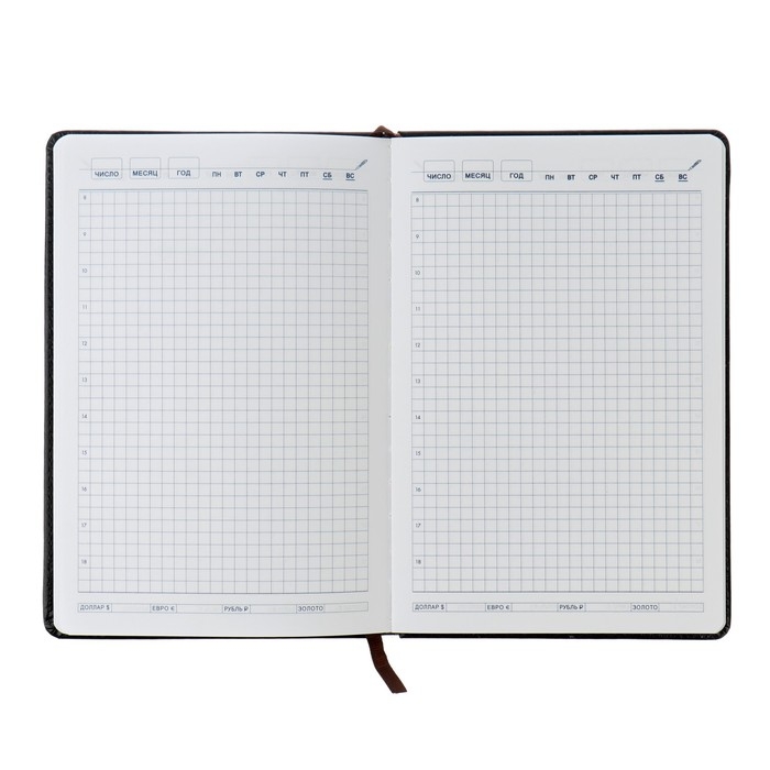 Ежедневник недатированный А5, 140 листов в клетку, с калькулятором, с хлястиком, обложка кожзам, МИКС Ежедневник недатированный А5, 140 листов в клетку, с калькулятором, с хлястиком, обложка кожзам, МИКС