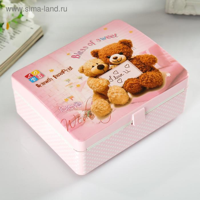 Шкатулка музыкальная механическая "Мишки с запиской" 15х12х7 см