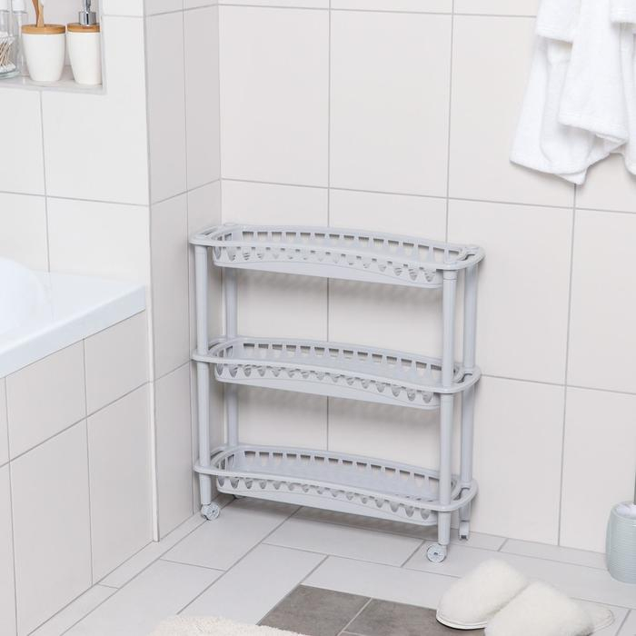 Этажерка напольная узкая 3-х секционная Бытпласт «Джулия», на колёсиках, цвет МИКС Этажерка напольная узкая 3-х секционная Бытпласт «Джулия», на колёсиках, цвет МИКС