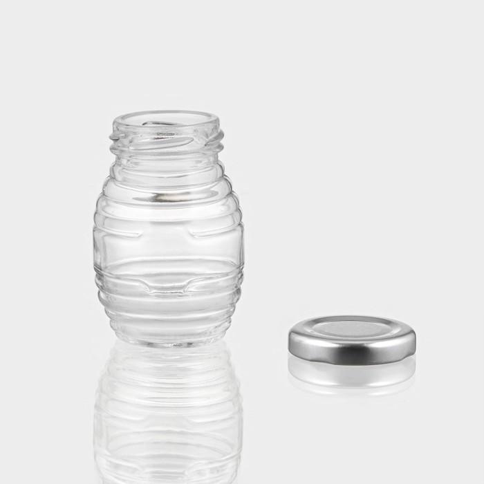 Банка стеклянная для хранения сыпучих продуктов «Бочонок», 100 мл, 5×7,8 см, с металлической крышкой Банка стеклянная для хранения сыпучих продуктов «Бочонок», 100 мл, 5×7,8 см, с металлической крышкой