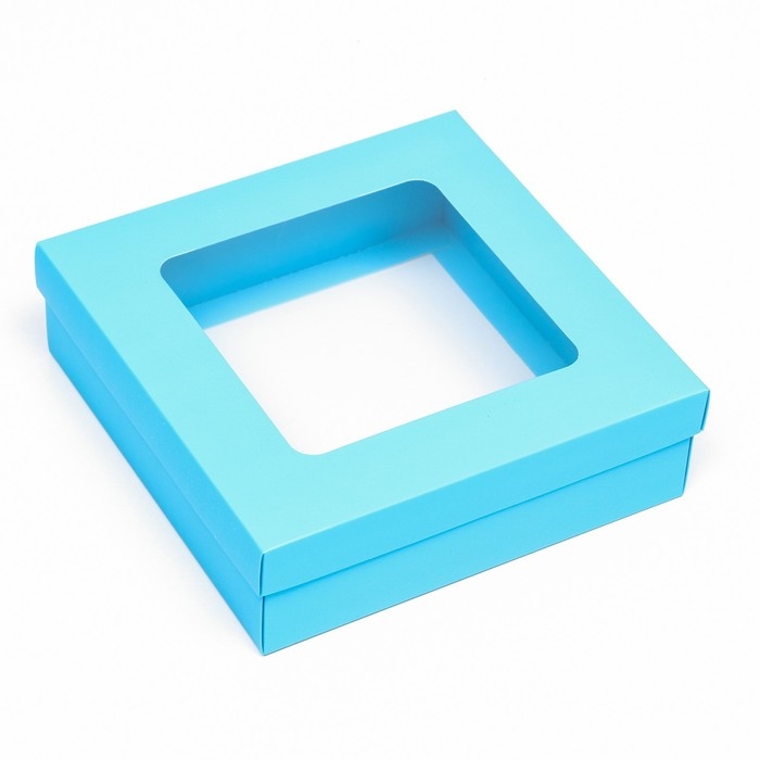 Коробка подарочная складная, упаковка, крышка-дно, бирюзовая, с окном 20 х 20 х 6 см Коробка подарочная складная, упаковка, крышка-дно, бирюзовая, с окном 20 х 20 х 6 см