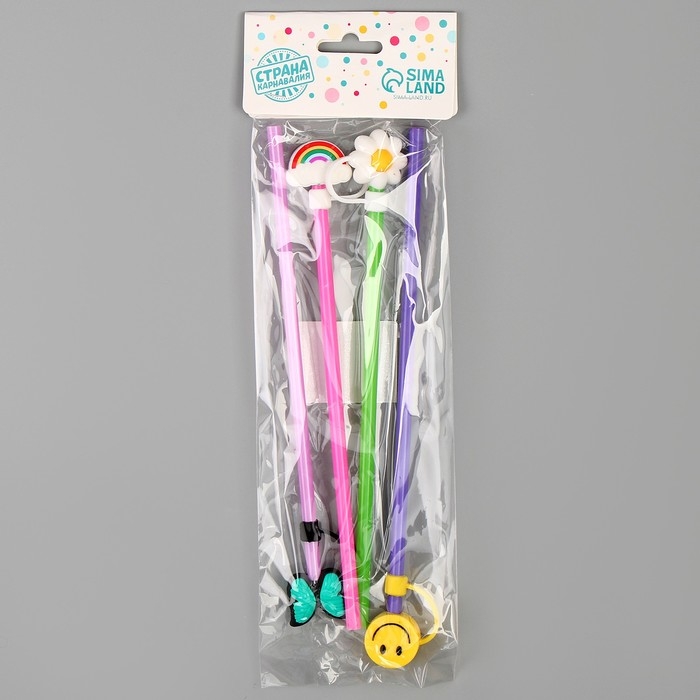 Трубочки для коктейля «Лето», набор 4 шт, цвет МИКС Трубочки для коктейля «Лето», набор 4 шт, цвет МИКС