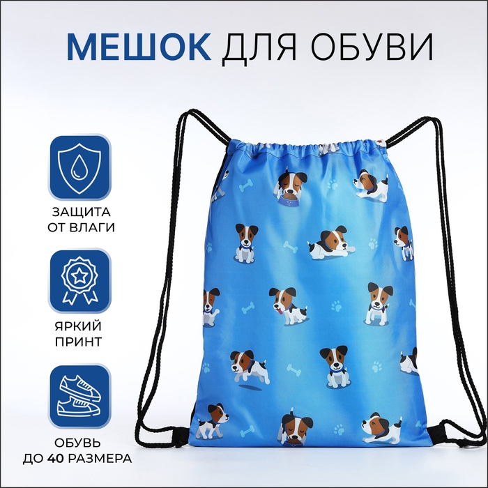 Мешок для обуви на шнурке, цвет синий Мешок для обуви на шнурке, цвет синий