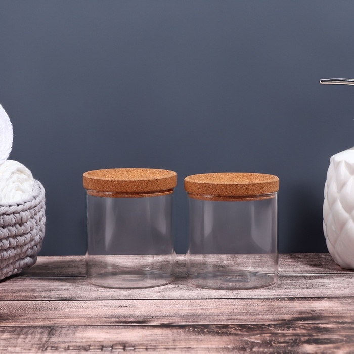 Набор органайзеров для ватных палочек и дисков, 17,5 &times; 10 &times; 10 см цвет прозрачный/коричневый