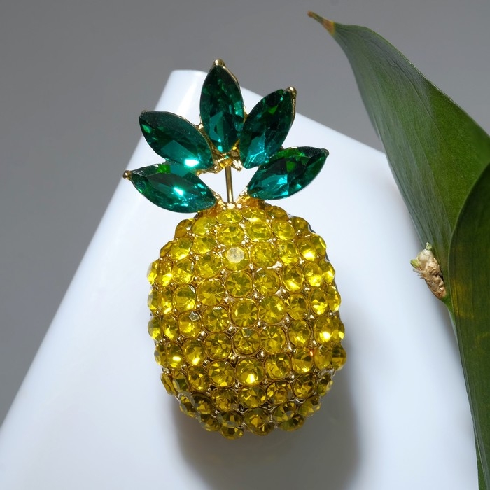 Брошь «Ананас» яркий, цвет жёлто-зелёный в золоте Брошь «Ананас» яркий, цвет жёлто-зелёный в золоте